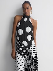 Florere Polka Dot Asymmetric Midi Dress - Image 3 of 5