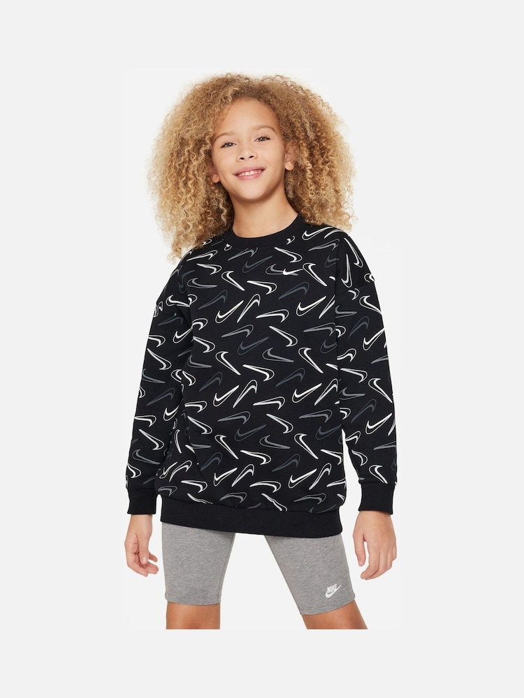Nike Black Club Fleece Oversized Crew Neck T-Shirt - Image 1 of 4 Nike Black Club Fleece Oversized Crew Neck T-Shirt - Image 1 of 4