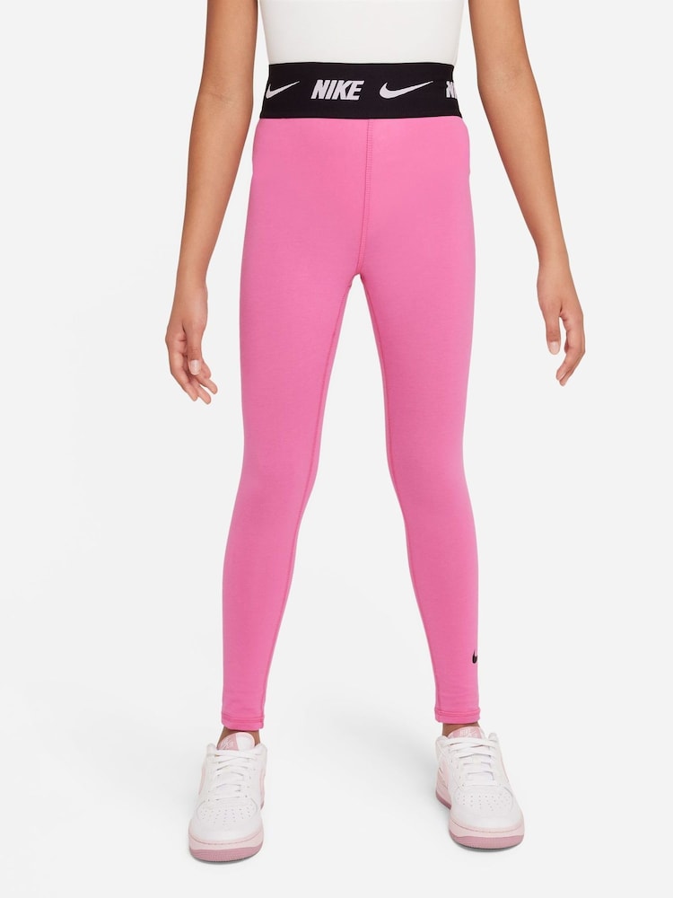 Nike Pink Logo Tape High Waisted Leggings - Image 1 of 5