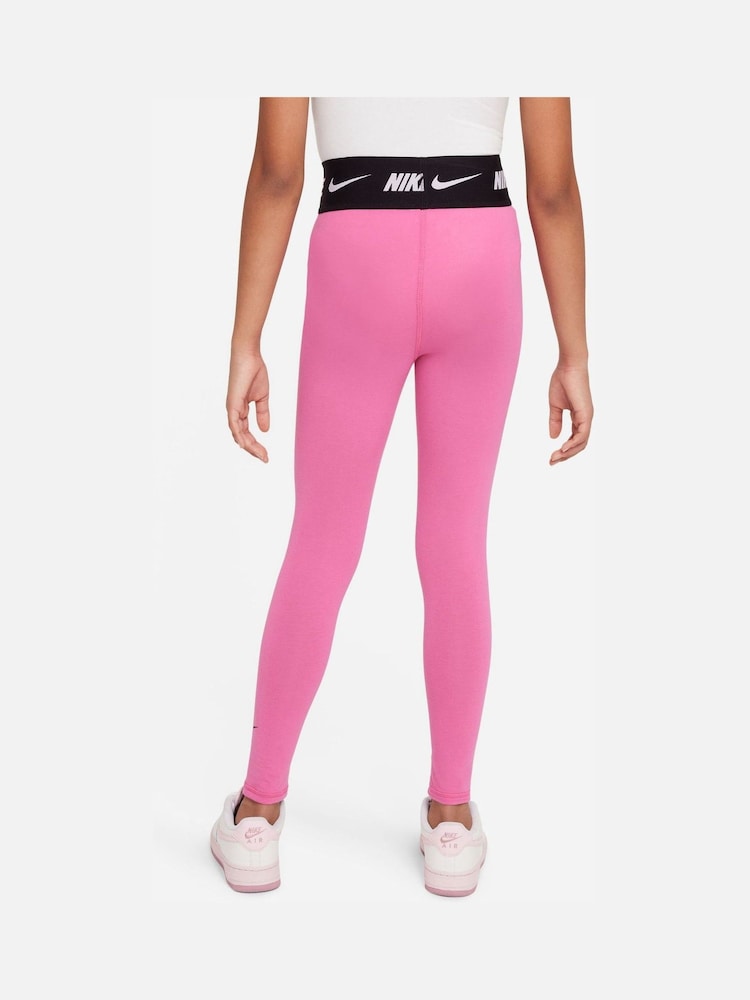 Nike Pink Logo Tape High Waisted Leggings - Image 2 of 5