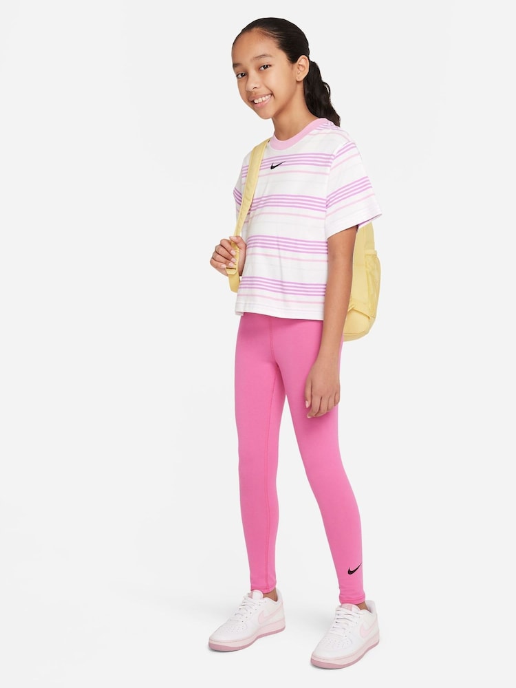 Nike Pink Logo Tape High Waisted Leggings - Image 3 of 5