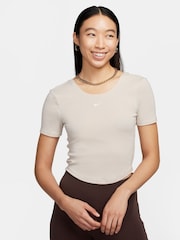 Nike White Chill Knits Mini Ribbed Short Sleeve Top - Image 1 of 7