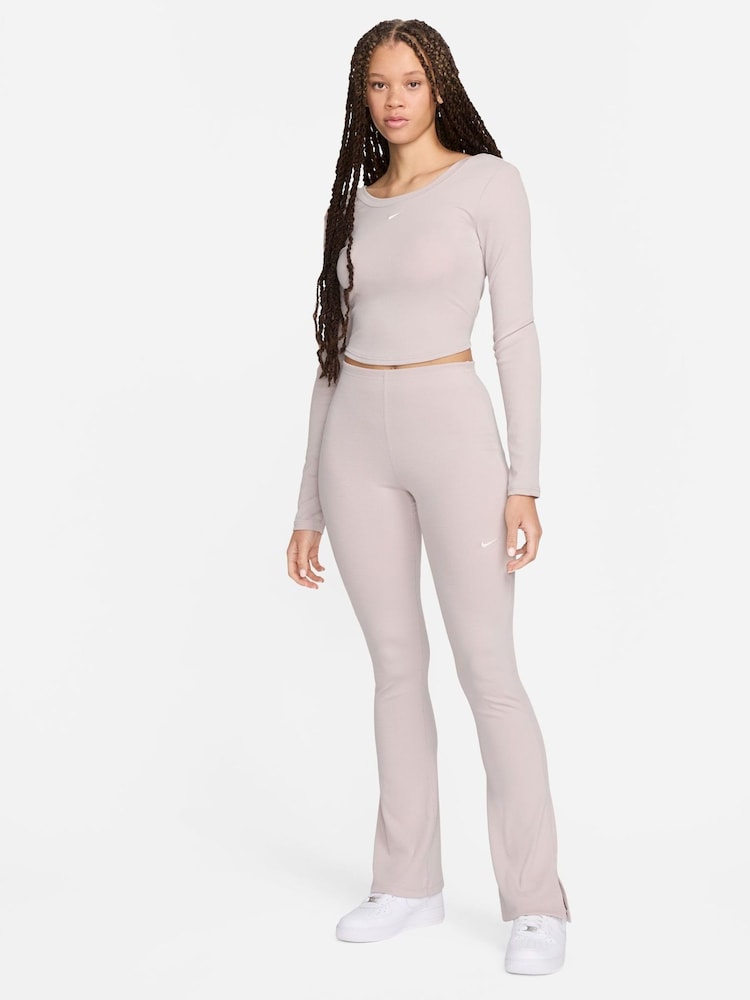 Nike Pale Pink Chill Knits Mini-Ribbed Long-Sleeve Top - Image 2 of 6