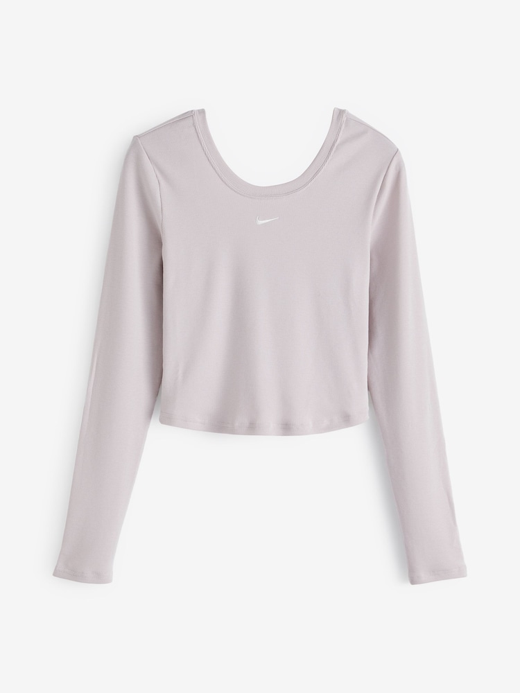 Nike Pale Pink Chill Knits Mini-Ribbed Long-Sleeve Top - Image 6 of 6