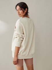 Nike Light Wood Natural Oversized Varsity Crew Neck Sweatshirt - Image 4 of 7