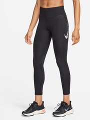 Nike Black Swoosh Fast Mid-Rise 7/8 Running Leggings - Image 1 of 9