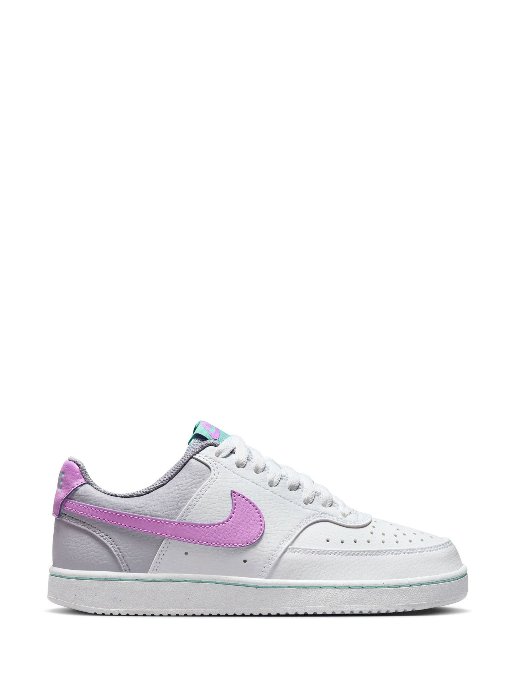 nike white and pink court vision trainers