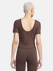 Nike Brown Chill Knits Mini Ribbed Short Sleeve Top - Image 2 of 7