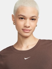 Nike Brown Chill Knits Mini Ribbed Short Sleeve Top - Image 3 of 7