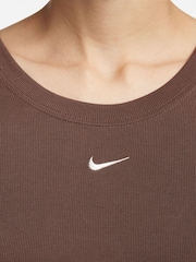 Nike Brown Chill Knits Mini Ribbed Short Sleeve Top - Image 5 of 7