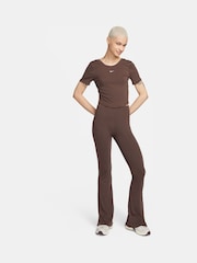 Nike Brown Chill Knits Mini Ribbed Short Sleeve Top - Image 6 of 7