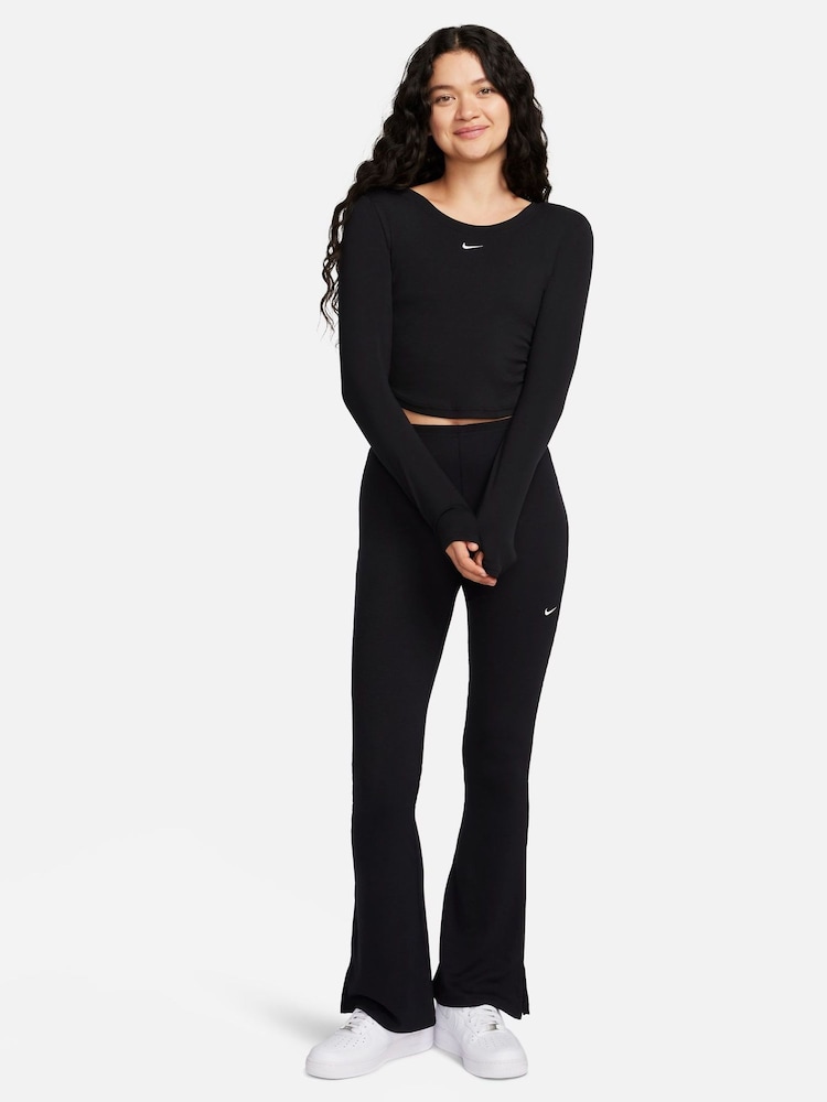 Nike Black Chill Knits Mini-Ribbed Long-Sleeve Top - Image 2 of 7