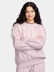 Nike Pale Pink Oversized Varsity Crew Neck Sweatshirt - Image 1 of 9