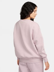 Nike Pale Pink Oversized Varsity Crew Neck Sweatshirt - Image 3 of 9