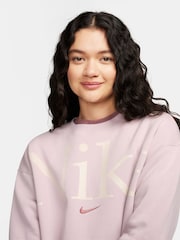 Nike Pale Pink Oversized Varsity Crew Neck Sweatshirt - Image 5 of 9