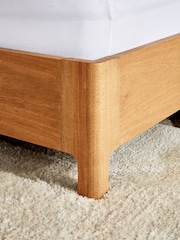 Contemporary Tweed Natural Linen Arches Wood Upholstered Bed Frame - Image 3 of 6