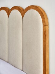 Contemporary Tweed Natural Linen Arches Wood Upholstered Bed Frame - Image 4 of 6