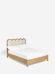 Contemporary Tweed Natural Linen Arches Wood Upholstered Bed Frame - Image 5 of 6