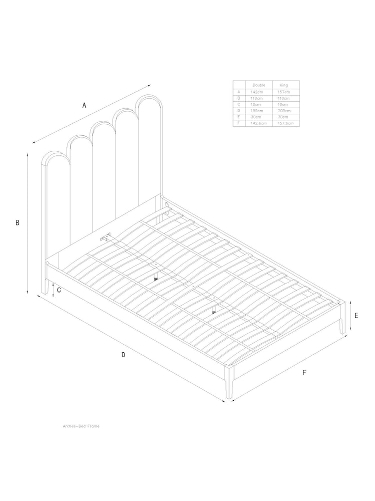 Contemporary Tweed Natural Linen Arches Wood Upholstered Bed Frame - Image 6 of 6