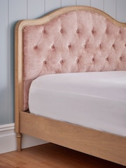 Plush Chenille Rose Pink Rose Wood Upholstered Bed Frame - Image 2 of 6