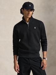 Polo Ralph Lauren Black Double Knit Tech Quarter Zip Sweatshirt - Image 1 of 2