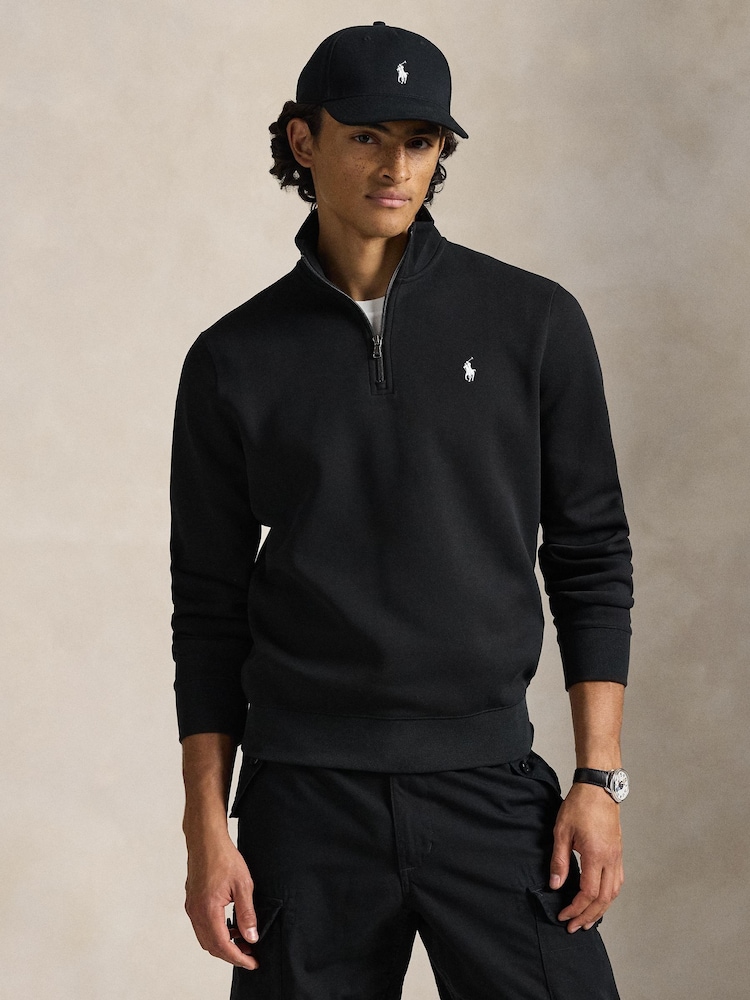 Polo Ralph Lauren Black Double Knit Tech Quarter Zip Sweatshirt - Image 1 of 2