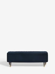 Soft Velvet Navy Blue Valencia Upholstered Storage Ottoman - Image 3 of 6