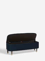 Soft Velvet Navy Blue Valencia Upholstered Storage Ottoman - Image 5 of 6