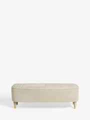 Soft Velvet Natural Pebble Valencia Upholstered Storage Ottoman - Image 3 of 7