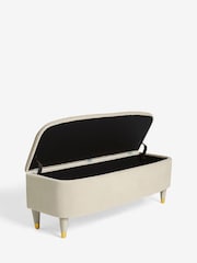 Soft Velvet Natural Pebble Valencia Upholstered Storage Ottoman - Image 5 of 7