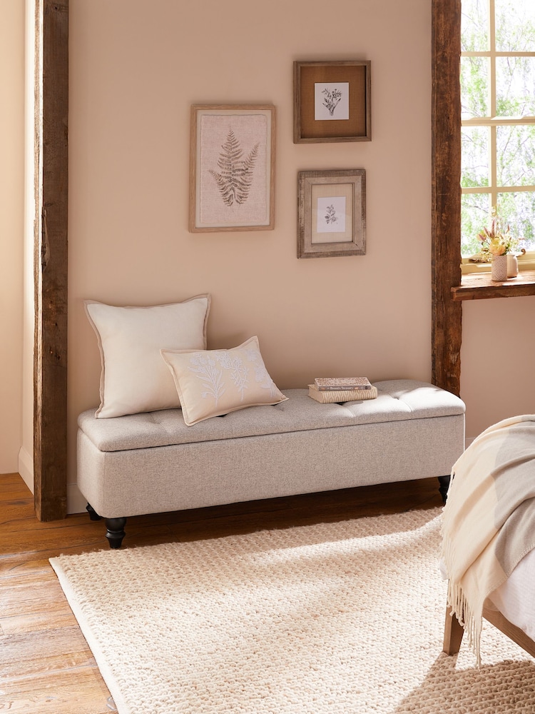 Wool Blend Natural Stone Hartford Ottoman Blanket Box - Image 1 of 8