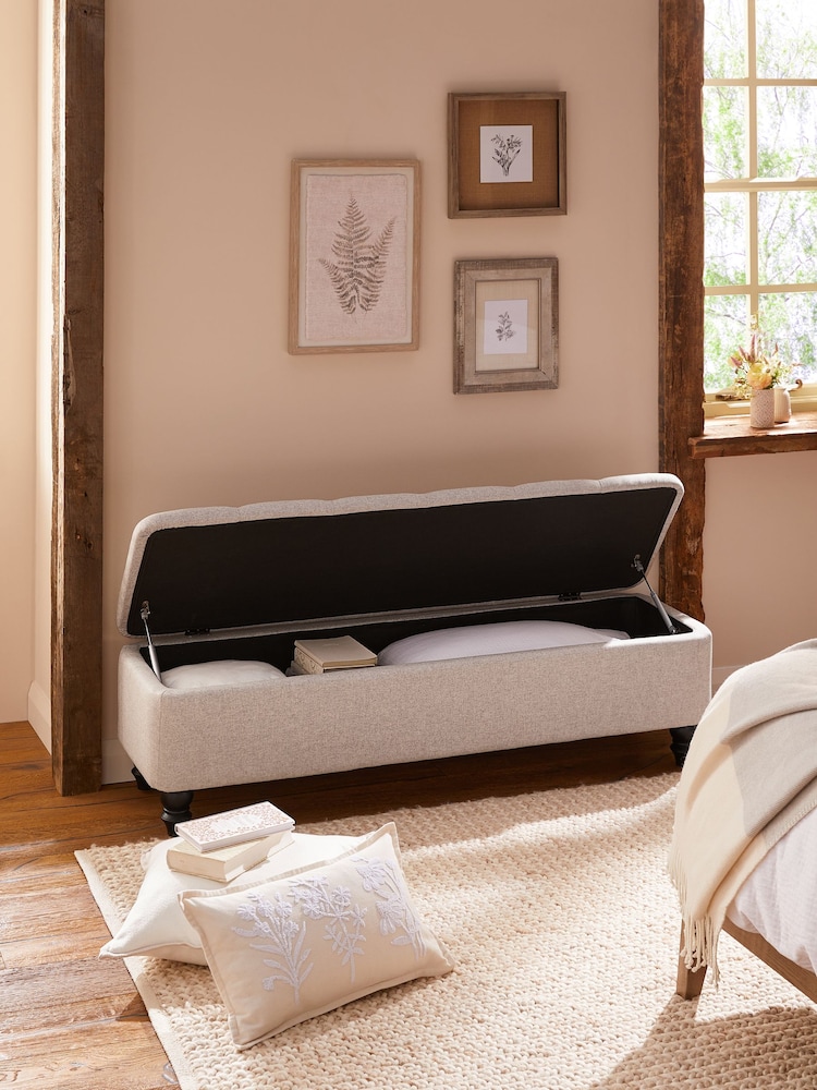 Wool Blend Natural Stone Hartford Ottoman Blanket Box - Image 2 of 8