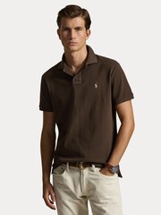 Polo Ralph Lauren Brown Custom Fit Mesh Pique Polo Shirt - Image 6 of 7