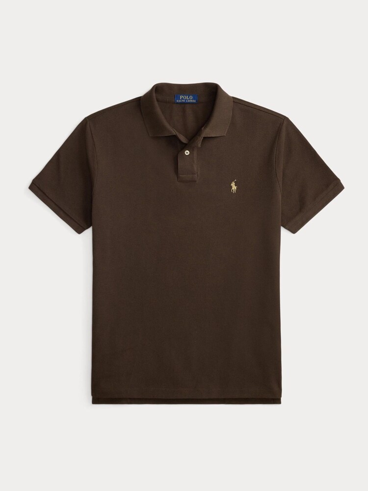 Polo Ralph Lauren Brown Custom Fit Mesh Pique Polo Shirt - Image 7 of 7