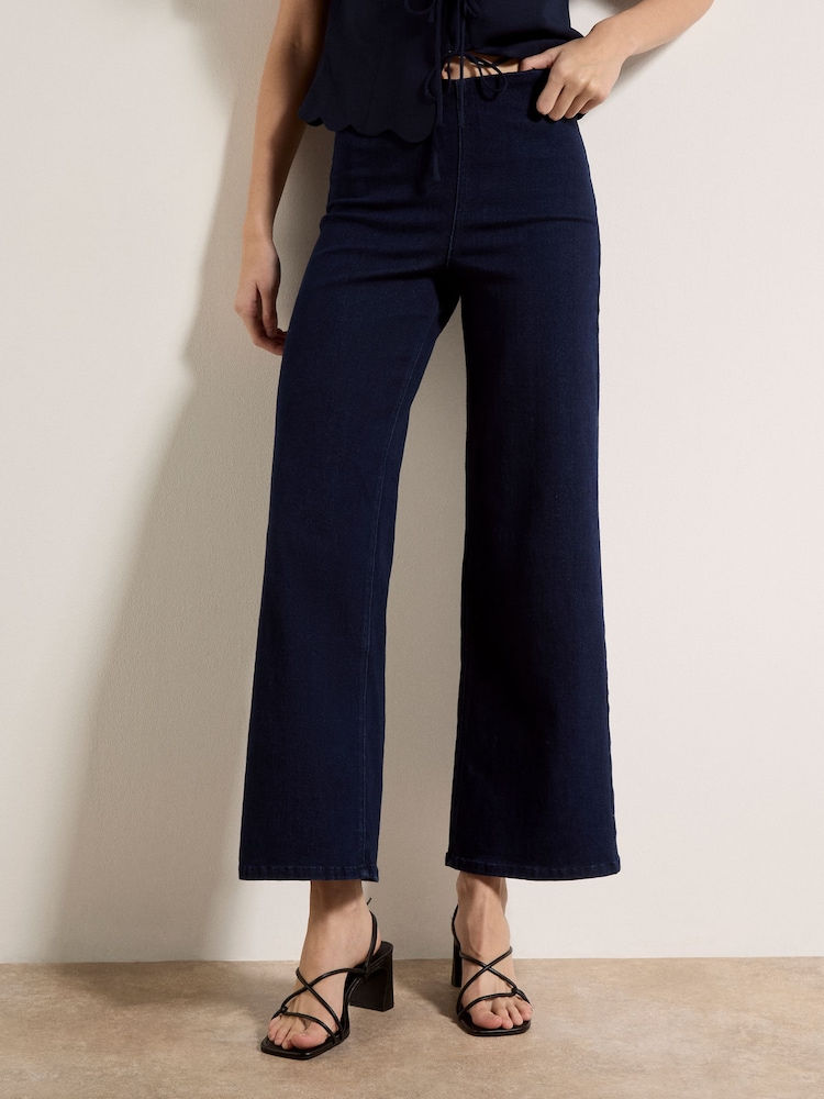 Apricot Blue Zara Wide-Leg Elastic Jeans - Image 1 of 6