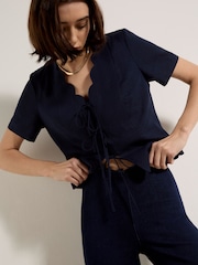 Apricot Blue Zara Wide-Leg Elastic Jeans - Image 5 of 6