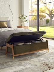 Plush Chenille Moss Green Flinton Upholstered Storage Ottoman - Image 2 of 8