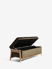 Plush Chenille Moss Green Flinton Upholstered Storage Ottoman - Image 6 of 8