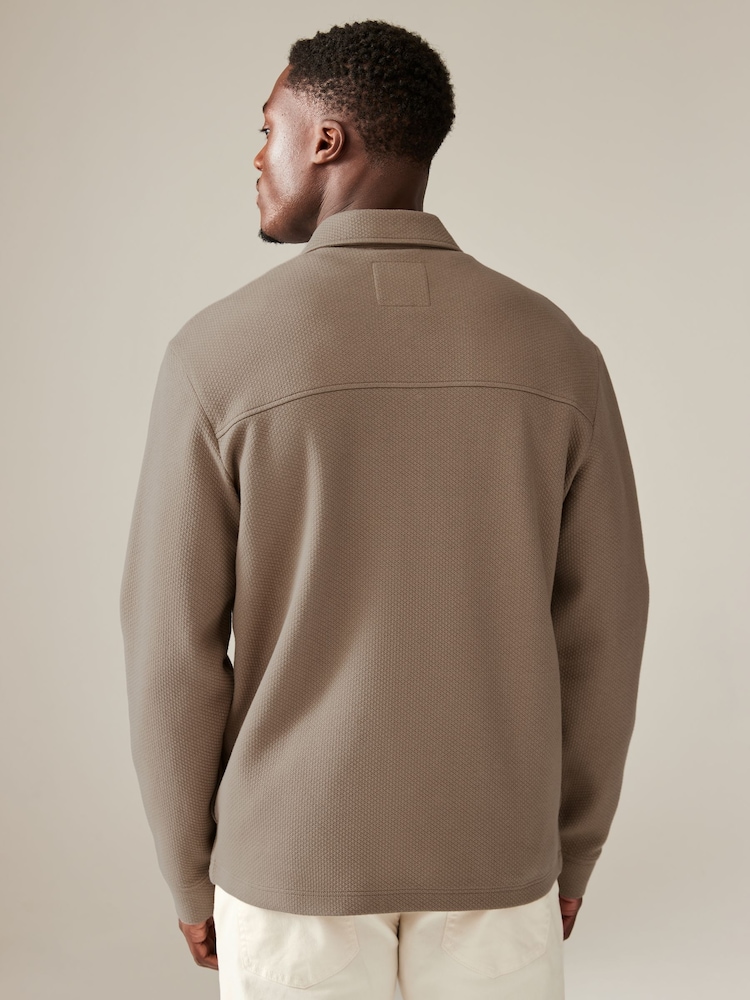 Stone Premium Texture Jersey Shacket - Image 2 of 5 Stone Premium Texture Jersey Shacket - Image 2 of 5