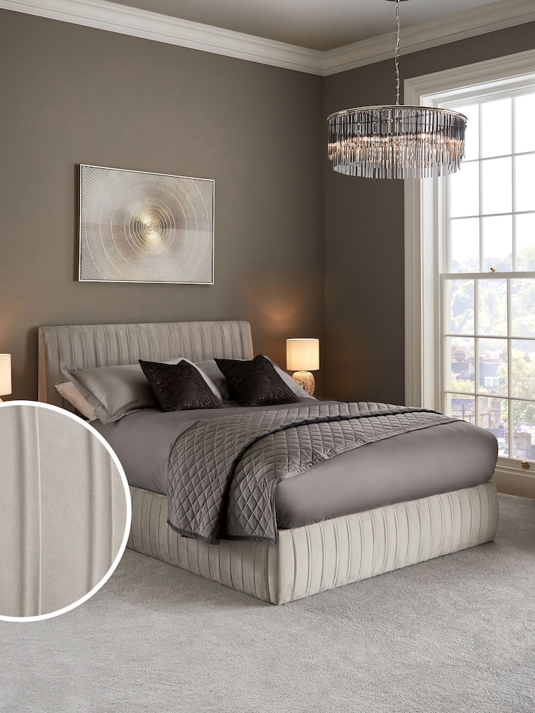 Soft Velvet Light Grey Scarlett Upholstered Ottoman Storage Bed Frame - Image 1 of 9
