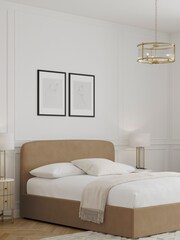 Natural Mid Plush Chenille Matson Upholstered Ottoman Storage Bed Frame - Image 1 of 8
