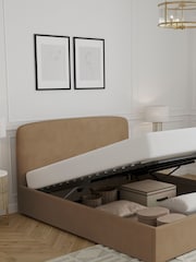 Natural Mid Plush Chenille Matson Upholstered Ottoman Storage Bed Frame - Image 3 of 8