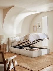 Casual Boucle Light Natural Astrid Upholstered Ottoman Storage Bed Frame - Image 3 of 10