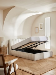 Casual Boucle Light Natural Astrid Upholstered Ottoman Storage Bed Frame - Image 4 of 10