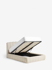Casual Boucle Light Natural Astrid Upholstered Ottoman Storage Bed Frame - Image 8 of 10
