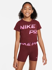 Nike Burgundy Pro Cropped T-Shirt - Image 1 of 5