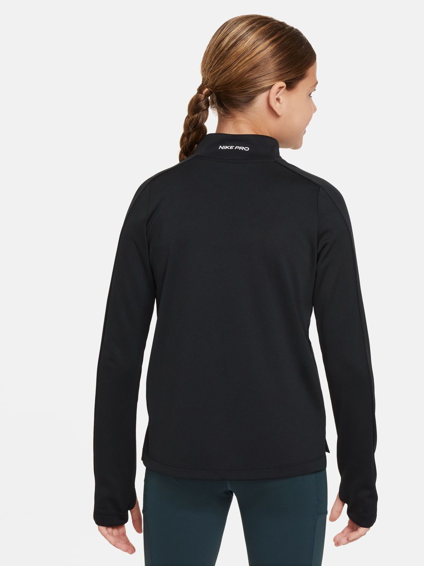 nike pro warm half zip top in black
