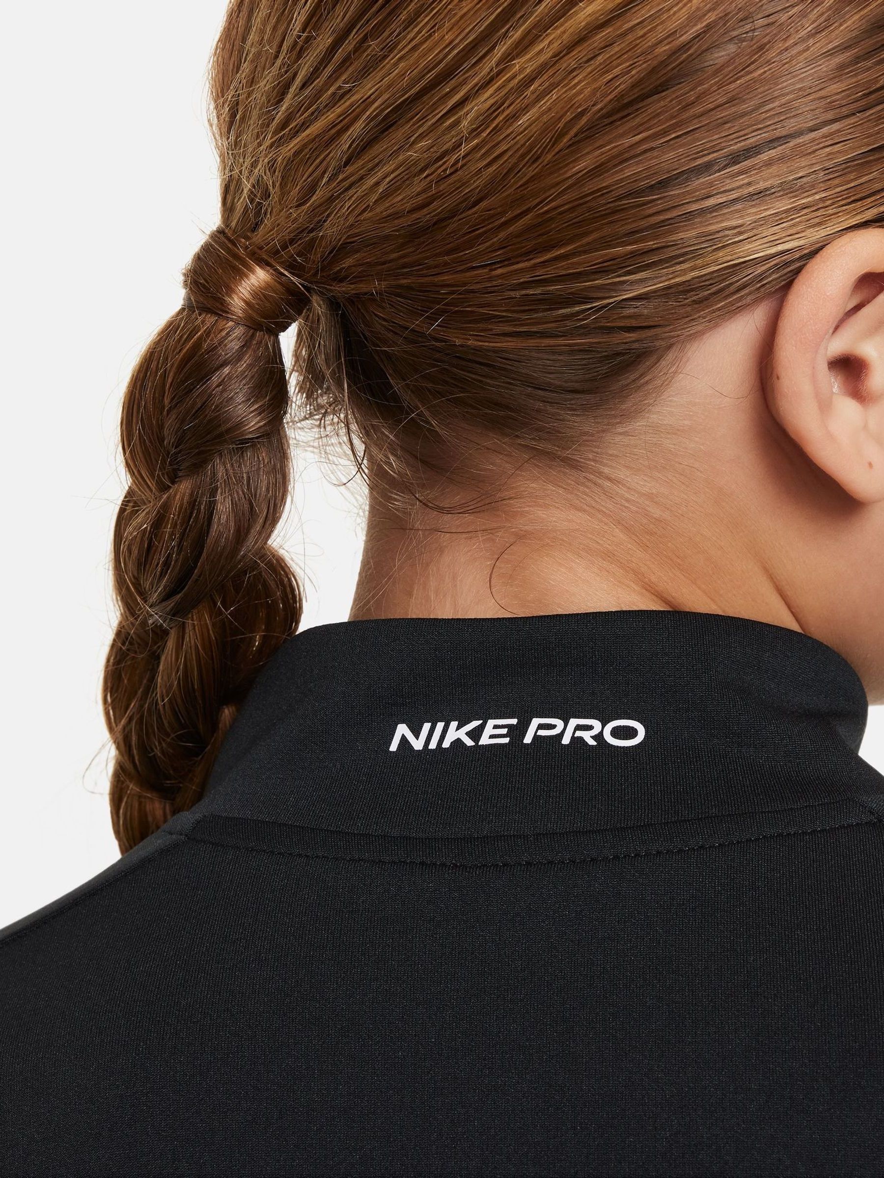 nike pro warm half zip top in black