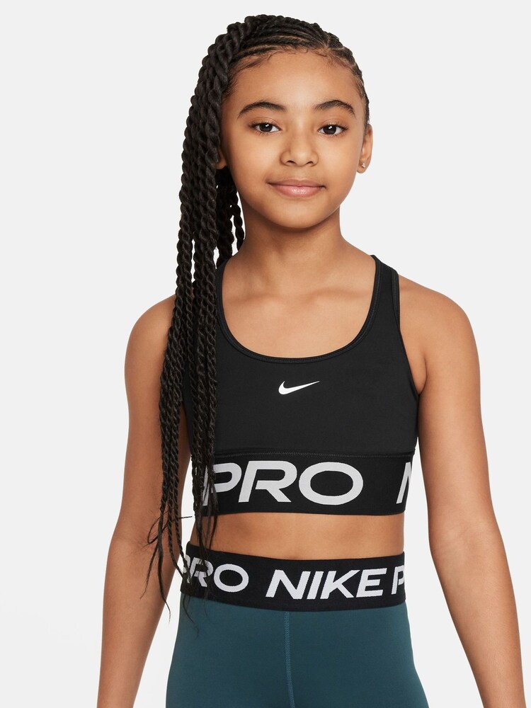 Nike Black Pro Swoosh Bra - Image 1 of 4 Nike Black Pro Swoosh Bra - Image 1 of 4