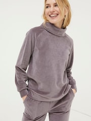 FatFace Purple Verity Velvet Funnel Top - Image 1 of 4